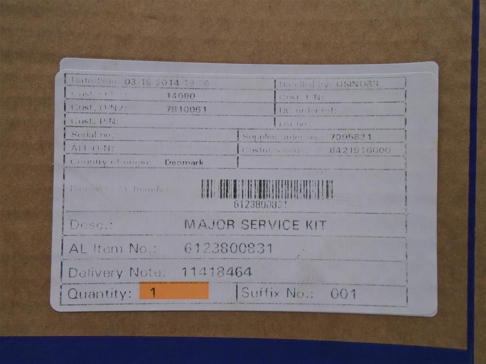 Alfa Laval Major Service Kit #6123800831 with SKF Bearings